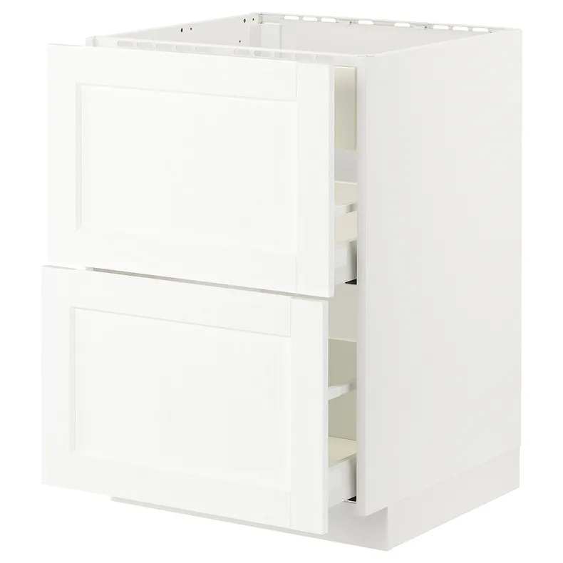 IKEA METOD МЕТОД / MAXIMERA МАКСИМЕРА, шкаф д / варочн панели / вытяжка / ящик, белый Энкёпинг / белая имитация дерева, 60x60 см 494.777.03 фото №1