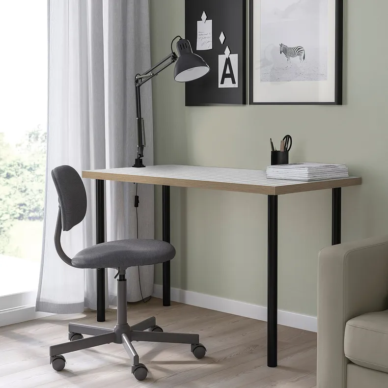 IKEA LAGKAPTEN ЛАГКАПТЕН / ADILS АДИЛЬС, письменный стол, белый антрацит / черный, 140x60 см 495.084.22 фото №7