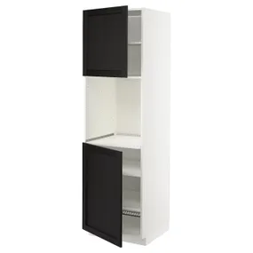 IKEA METOD МЕТОД, висока шафа для дух, 2 дверцят / пол, білий / ЛЕРХЮТТАН чорна морилка, 60x60x200 см 794.562.52 фото