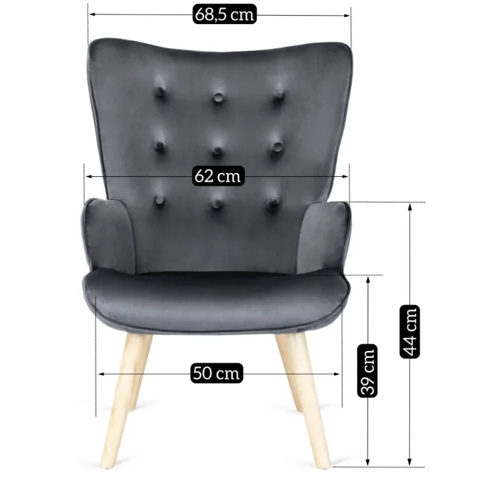 Крісло м'яке оксамитове з підставкою для ніг MEBEL ELITE LOZANO Velvet, Сірий фото №14