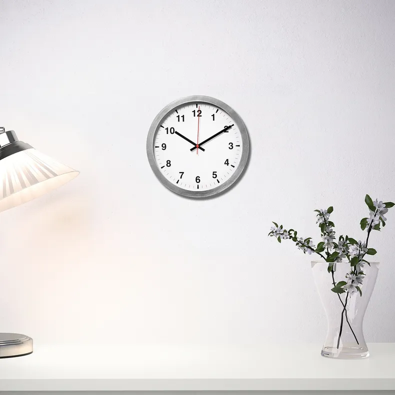 IKEA TJALLA ТЙАЛЛА, настінний годинник, низьковольтний / сріблястий, 28 см 805.408.82 фото №3