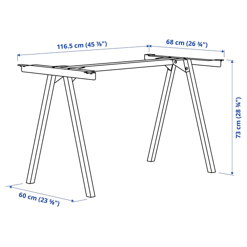 IKEA TROTTEN ТРОТТЕН, подстолье для столешницы, антрацит, 120x70x75 см фото №4