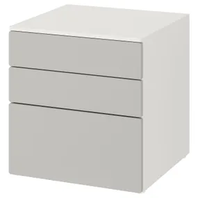 IKEA SMÅSTAD СМОСТАД / PLATSA ПЛАТСА, комод с 3 ящиками, белый/серый, 60x57x63 см 193.875.63 фото