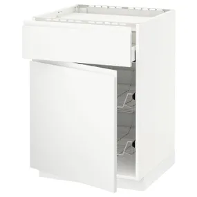 IKEA METOD МЕТОД / MAXIMERA МАКСИМЕРА, шкаф д / варочной панели / ящик / 2пр крз, белый / Воксторп матовый белый, 60x60 см 394.573.24 фото