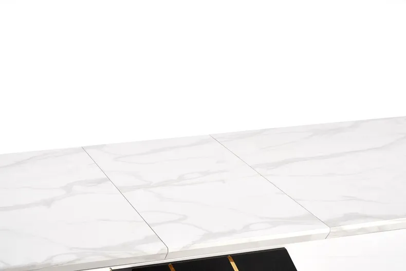 Обідній стіл розкладний HALMAR VINCENZO 160-200x90 см, білий мармур, чорна/золота ніжка фото №4