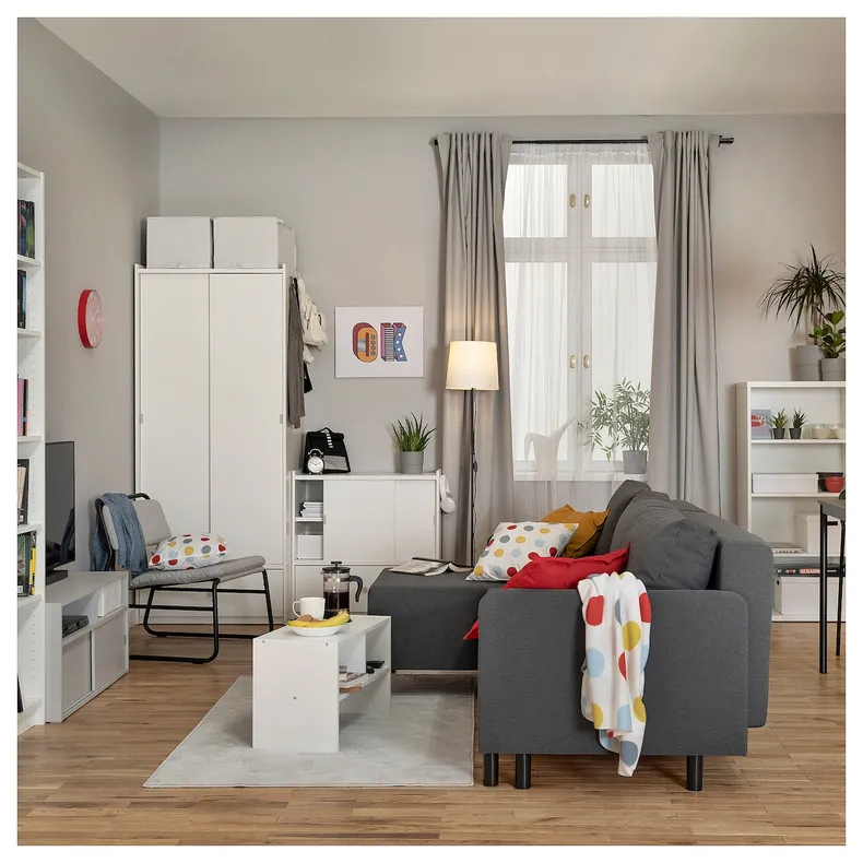IKEA BRUKSVARA БРУКСВЭРА, 3-местный диван-кровать с козеткой, с шезлонгом серый 805.759.04 фото №3