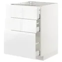 IKEA METOD МЕТОД / MAXIMERA МАКСИМЕРА, напольный шкаф с 3 ящиками, белый / Воксторп глянцевый / белый, 60x60 см 192.550.20 фото thumb №1