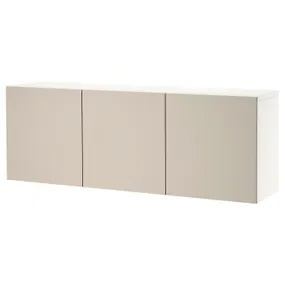 IKEA BESTÅ БЕСТО, комбинация настенных шкафов, белый / Лапвикен светло-серый бежевый, 180x42x64 см 594.124.81 фото