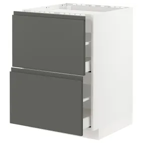 IKEA METOD МЕТОД / MAXIMERA МАКСИМЕРА, напольный шкаф / 2фронт панели / 2ящика, белый / Воксторп темно-серый, 60x60 см 993.100.32 фото