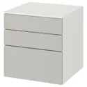 IKEA SMÅSTAD СМОСТАД / PLATSA ПЛАТСА, комод с 3 ящиками, белый / серый, 60x57x63 см 193.875.63 фото thumb №1