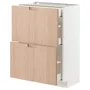 IKEA METOD МЕТОД / MAXIMERA МАКСИМЕРА, напольный шкаф / 2фасада / 3ящика, белый / светлый бамбук, 60x37 см 093.302.99 фото