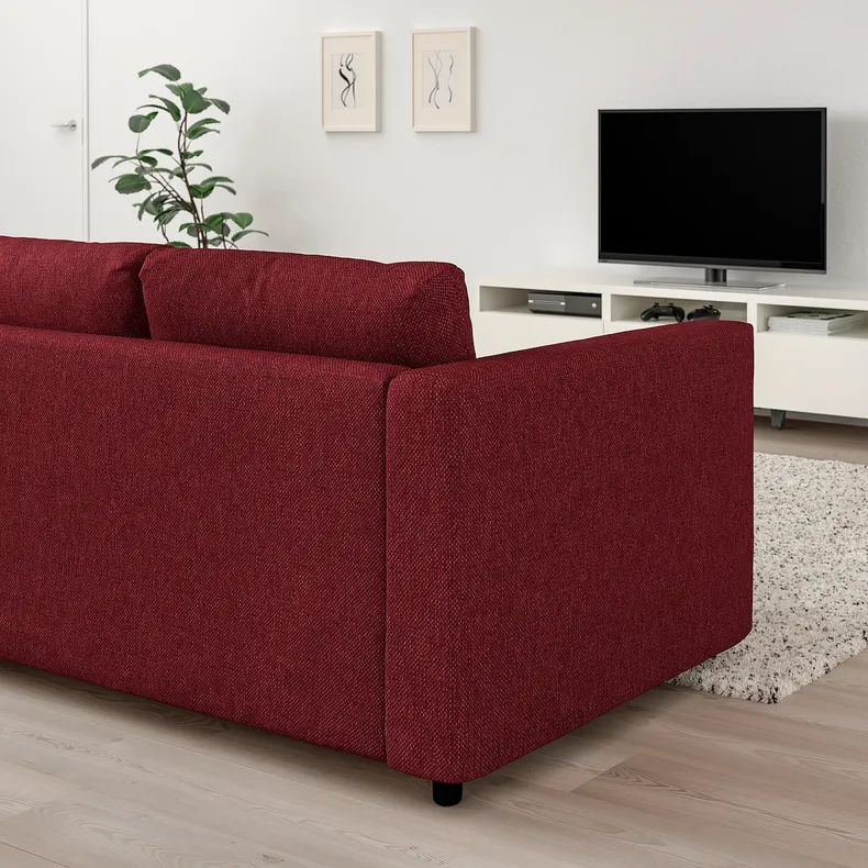 IKEA VIMLE ВИМЛЕ, 5-местный угловой диван, Красный/коричневый 394.344.55 фото №2