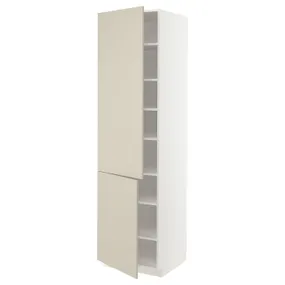 IKEA METOD МЕТОД, висока шафа із полицями / 2 дверцят, білий / хавсторпський бежевий, 60x60x220 см 394.701.89 фото