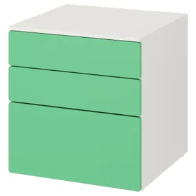 IKEA SMÅSTAD СМОСТАД / PLATSA ПЛАТСА, комод с 3 ящиками, белый/зелёный, 60x57x63 см 893.875.69 фото