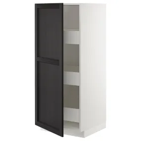 IKEA METOD МЕТОД / MAXIMERA МАКСІМЕРА, висока шафа із шухлядами, білий / ЛЕРХЮТТАН чорна морилка, 60x60x140 см 993.533.52 фото