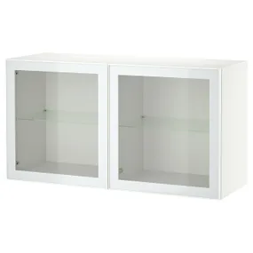 IKEA BESTÅ БЕСТО, комбинация настенных шкафов, белый Стекловик / белый / светло-зеленый Прозрачное стекло, 120x42x64 см 094.892.32 фото