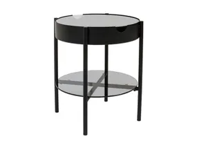 Столик круглий BRW Rosen, 40,5 см, чорний/прозорий BLACK фото