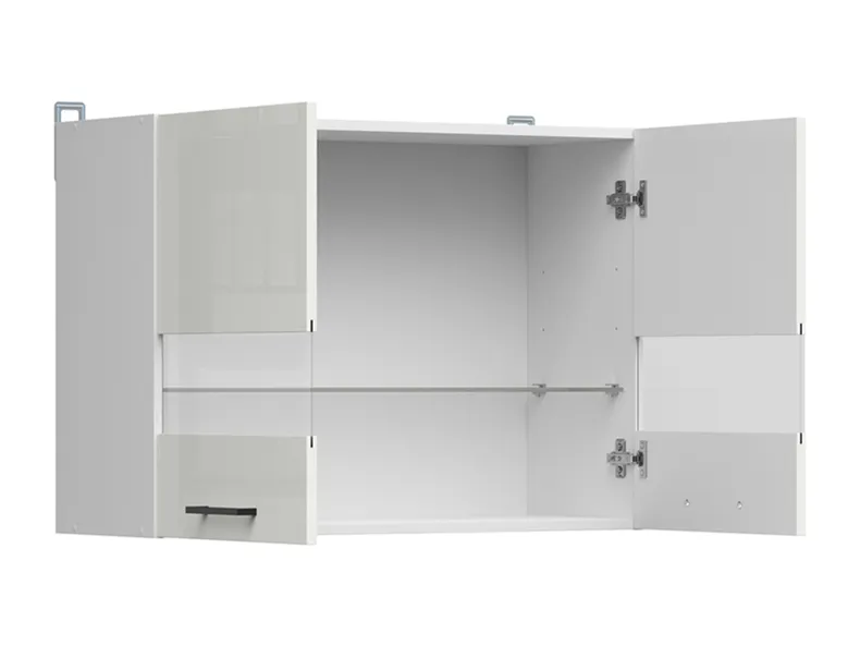 BRW Двухдверный верхний кухонный шкаф Junona Line 80 см с витриной мел-глянец, белый/мелкозернистый белый глянец G2W/80/57-BI/KRP фото №3