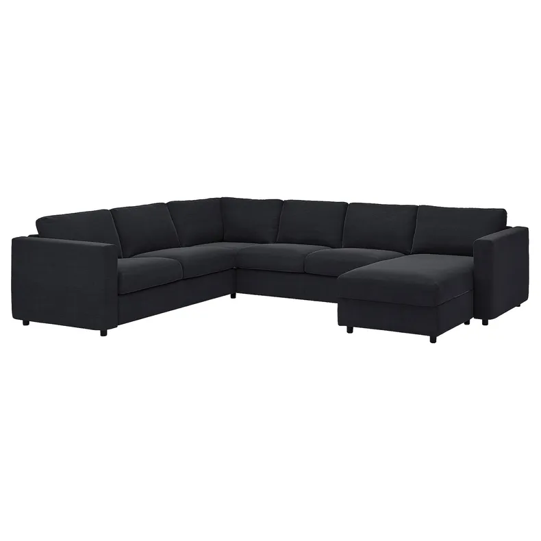 IKEA VIMLE ВИМЛЕ, угловой 5-местный диван с козеткой, Саксемара черно-синяя 293.996.93 фото №1