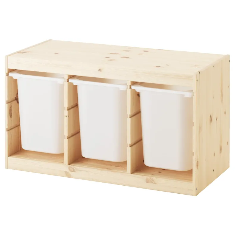 IKEA TROFAST ТРУФАСТ, комбинация д / хранения+контейнеры, Светлая сосна, окрашенная в белый / белый цвет, 93x44x52 см 091.025.32 фото №1
