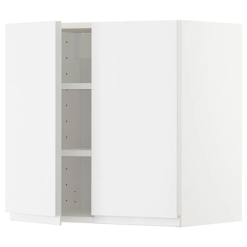 IKEA METOD МЕТОД, навісна шафа з полицями / 2 дверцят, білий / ВОКСТОРП глянцевий / білий, 60x60 см 794.692.02 фото №1