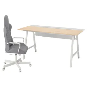 IKEA UTESPELARE УТЕСПЕЛАРЕ, геймерський стіл та крісло, під ясен / сірий 995.373.80 фото