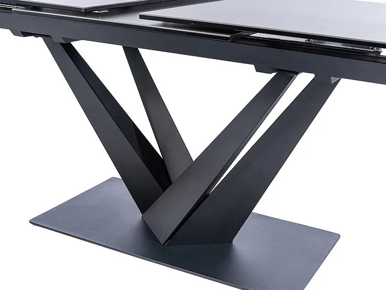 Стол обеденный раскладной SIGNAL SORENTO CERAMIC, серый мрамор / черный матовый, 90x160 фото №10