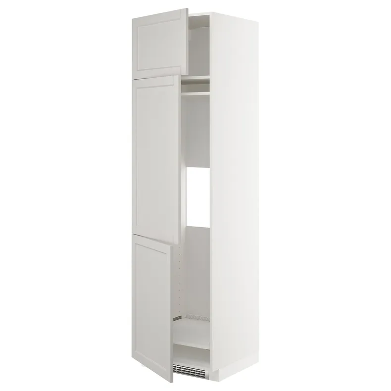 IKEA METOD МЕТОД, высокий шкаф д / холод / мороз / 3 дверцы, белый / светло-серый, 60x60x220 см 994.605.02 фото №1