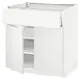 IKEA METOD МЕТОД / MAXIMERA МАКСІМЕРА, підлогова шафа, шухляда / 2 дверцят, білий / Voxtorp матовий білий, 80x60 см 694.546.73 фото