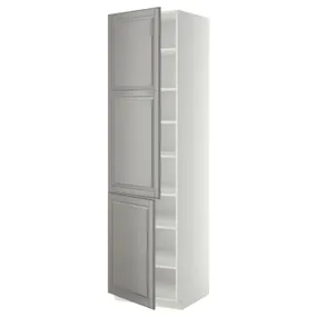 IKEA METOD МЕТОД, висока шафа із полицями / 2 дверцят, білий / сірий Бодбін, 60x60x220 см 294.659.61 фото