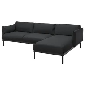 IKEA ÄPPLARYD ЕППЛАРЮД, 3-місний диван із кушеткою, ГУННАРЕД чорний/сірий 195.281.67 фото