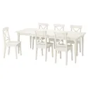 IKEA INGATORP ИНГАТОРП / INGOLF ИНГОЛЬФ, стол и 6 стульев, белый / белый, 155 / 215 см 192.968.84 фото thumb №1