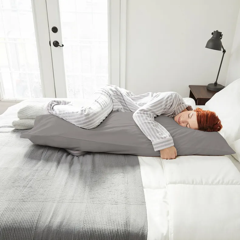 IKEA NONNEA НОННЕА, наволочка подушки для тіла, світло-сірий, 40x140 см 005.396.65 фото №3
