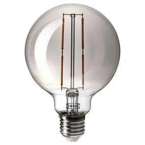 IKEA MOLNART МОЛНАРТ, светодиодная лампочка E27 120 лм, сфера серая прозрачное стекло, 95 мм 405.135.69 фото