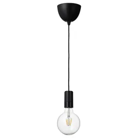 IKEA SUNNEBY СУННЕБЮ / LUNNOM ЛУННОМ, підвісний світильник із лампою, чорне/прозоре скло 994.944.51 фото
