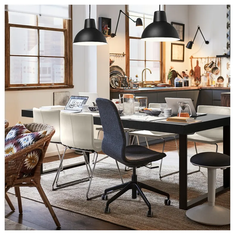 IKEA TARSELE ТАРСЕЛЕ, розкладний стіл, чорний шпон / чорний, 150 / 200x80 см 605.499.30 фото №2