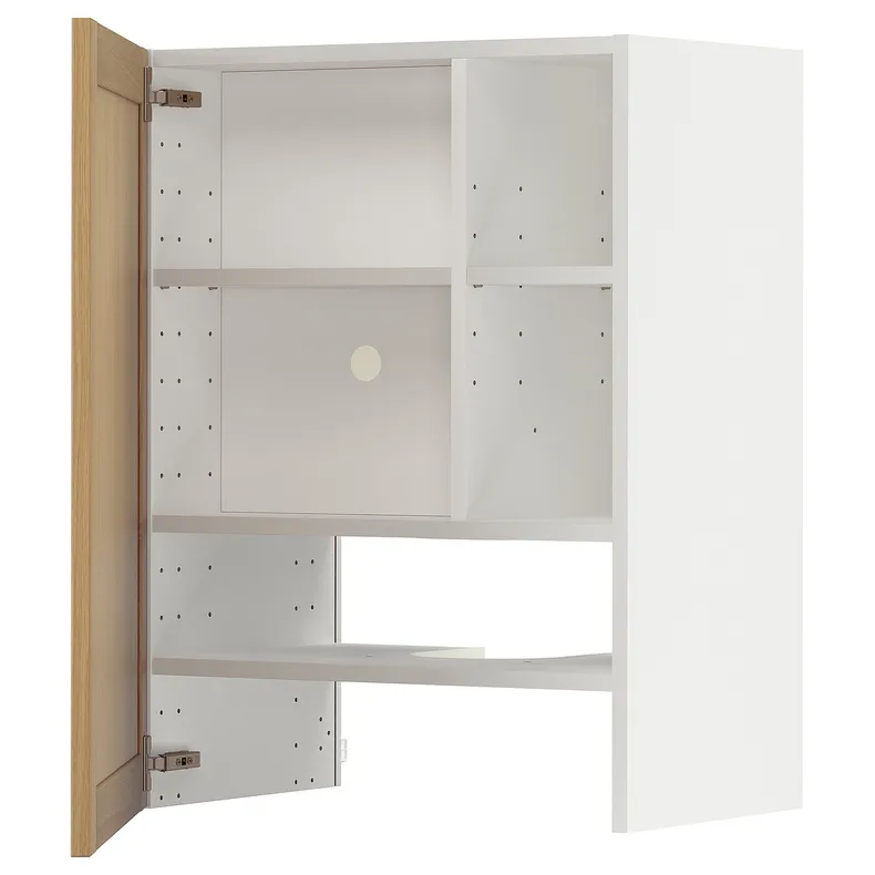 IKEA METOD МЕТОД, навесной шкаф д / вытяжки / полка / дверь, белый / дуб форсбака, 60x80 см 595.093.84 фото №1