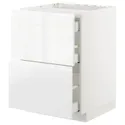 IKEA METOD МЕТОД / MAXIMERA МАКСИМЕРА, напольн шкаф / 2 фронт пнл / 3 ящика, белый / Воксторп глянцевый / белый, 60x60 см 392.539.49 фото thumb №1