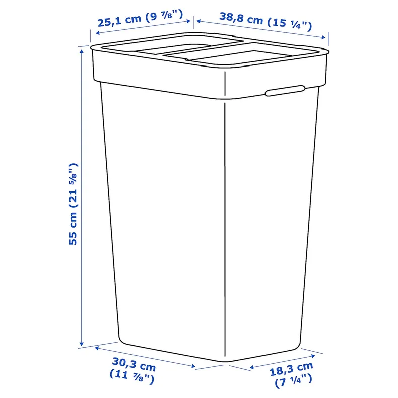 IKEA HÅLLBAR ХОЛЛЬБАР, відро з кришкою, світло-сірий, 35 л 504.202.06 фото №5