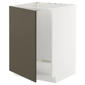 IKEA METOD МЕТОД, підлогова шафа для мийки, білий/хавсторп коричневий/бежевий, 60x60 см 695.582.46 фото