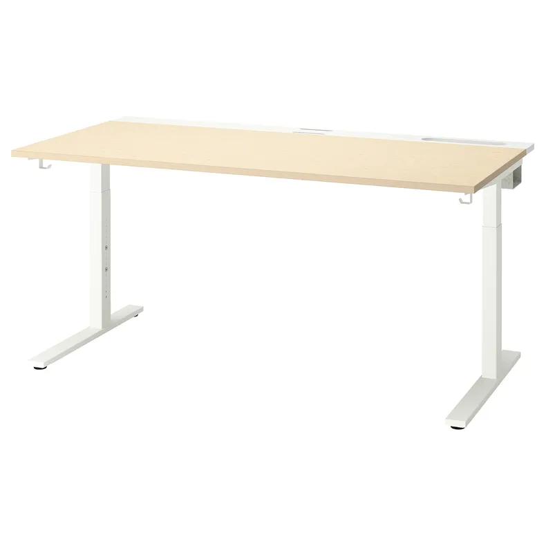 IKEA MITTZON МІТТЗОН, письмовий стіл, береза біла okl, 160x80 см 695.291.12 фото №1