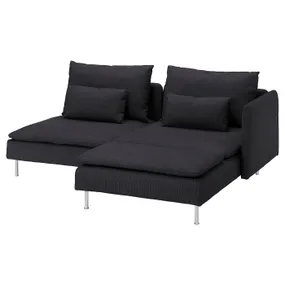 IKEA SÖDERHAMN СЕДЕРХАМН, 2-місний диван, з шезлонгом з підлокітником / антрацит пагорбкуватий 494.305.79 фото