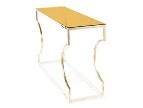 Журнальний стіл SIGNAL KENZO C, бурштин / золото, 40x120 см фото