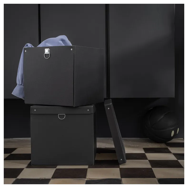 IKEA NIMM НІММ, коробка для зберігання з кришкою, чорний, 32x30x30 см 405.181.66 фото №3