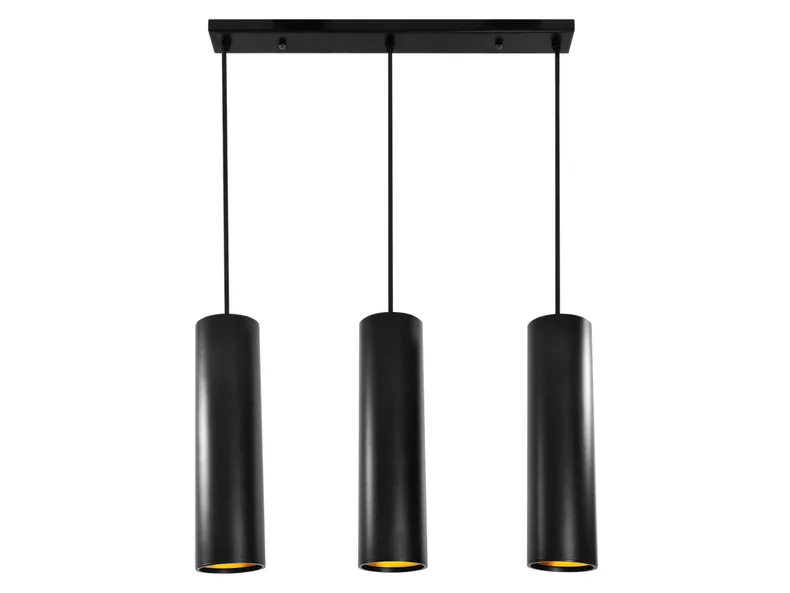 BRW Трехточечный металлический подвесной светильник Lati черный и золотой 093046 фото №1