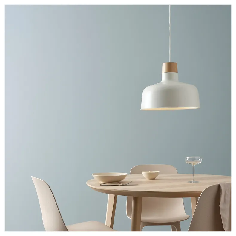 IKEA BUNKEFLO БУНКЕФЛУ, подвесной светильник, белый / берёзовый, 36 см 604.883.90 фото №3