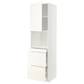 IKEA METOD МЕТОД / MAXIMERA МАКСИМЕРА, высокий шкаф д / СВЧ / дверца / 3ящика, белый / Вальстена белый, 60x60x220 см 195.074.62 фото