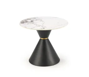 Журнальний стіл круглий HALMAR GORETTI S білий мармур / чорний фото