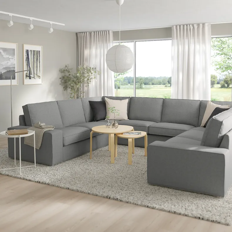 IKEA KIVIK КИВИК, 6-местный п-образный диван, Тибблби бежевый / серый 094.405.80 фото №2