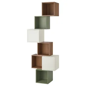 IKEA EKET ЭКЕТ, комбинация настенных шкафов, орех / белый серо-зеленый, 80x35x210 см 895.216.81 фото